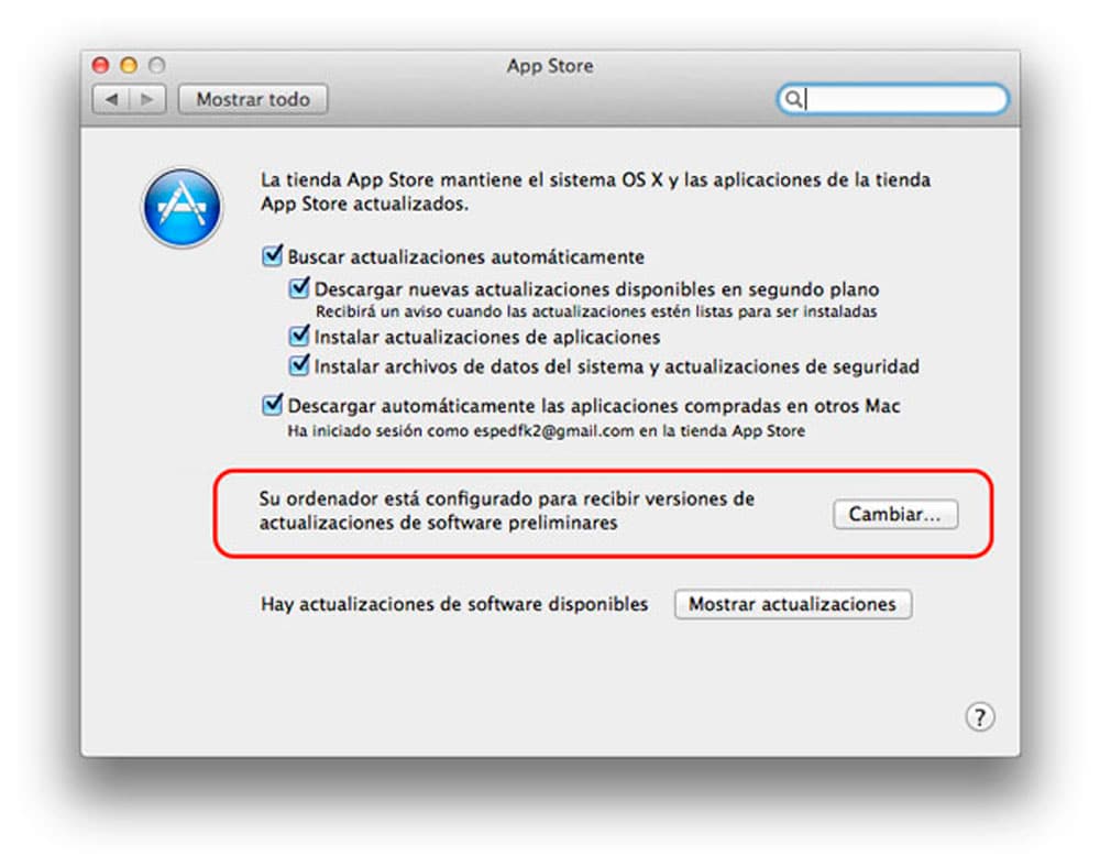 Cómo salir del programa de Betas en Mac OS X preferencias del App Store
