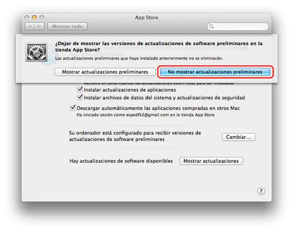 Eliminar Mac del programa de betas de Mac OS X