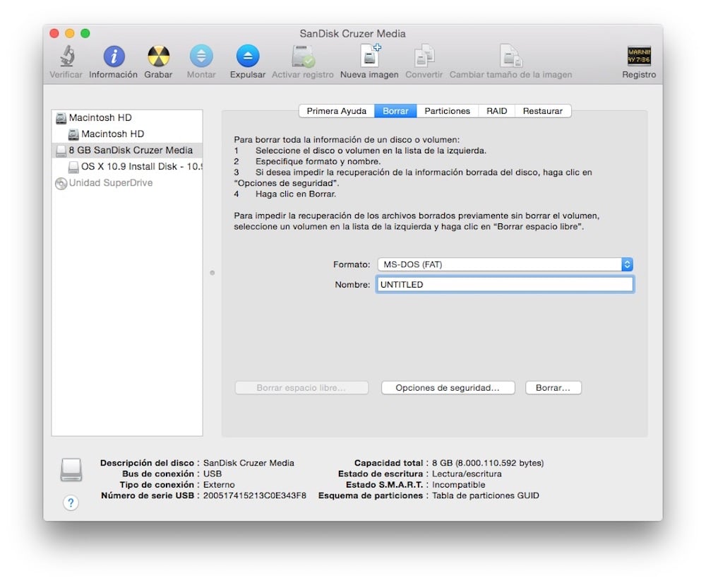 Aprende Como crear un USB con OS X o macOS para hacer una instalación limpia Utilidad de discos para formateo