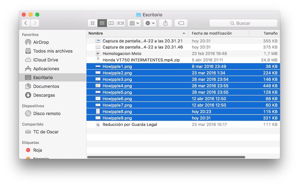 Renombrar archivos OS X Renombrados