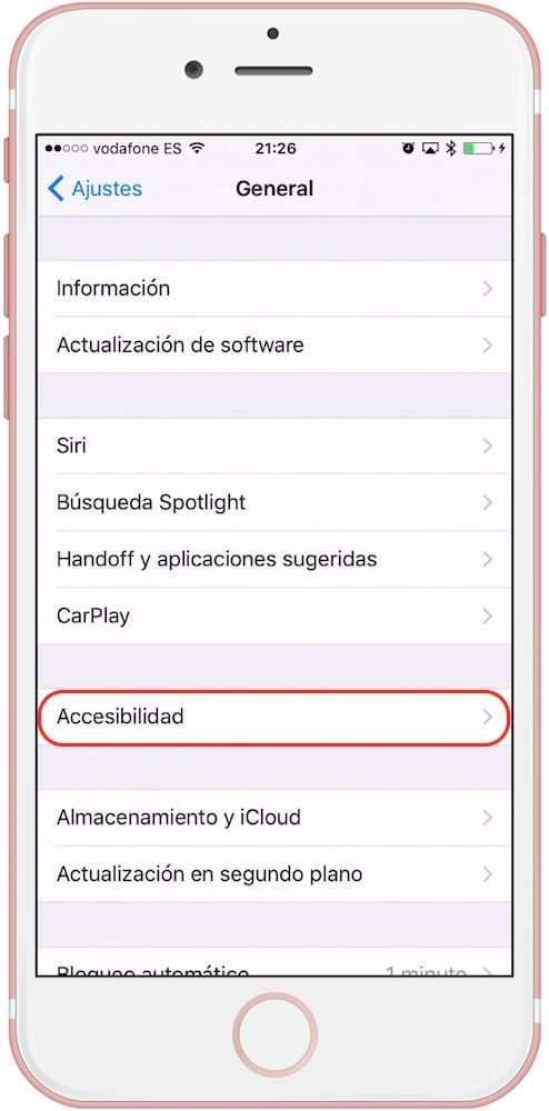 iPhone Ajustes Accesibilidad Flash