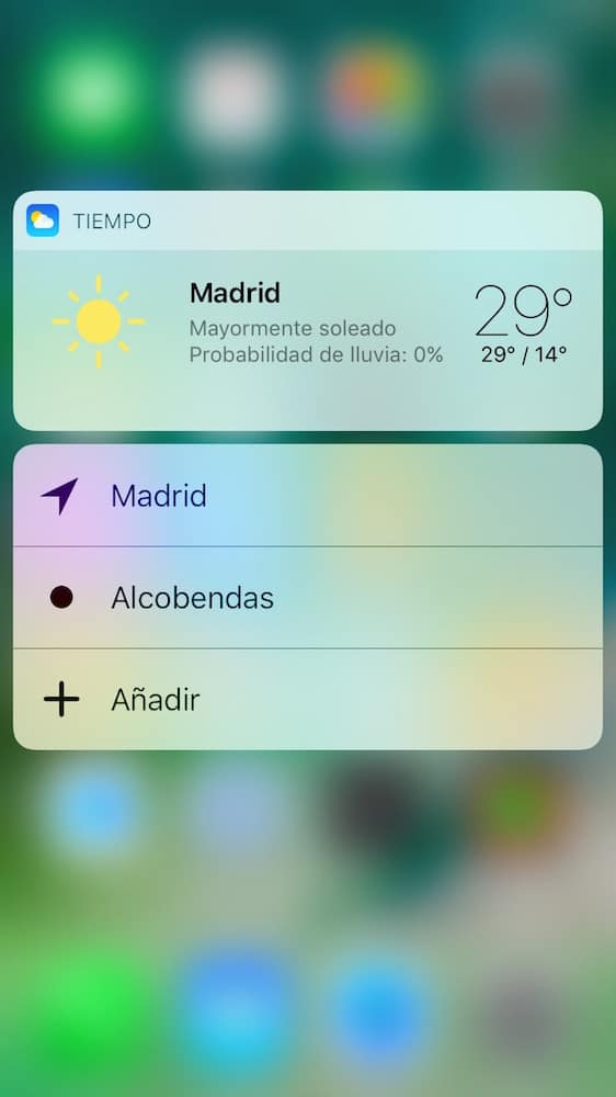 iOS 10 3D Touch Tiempo