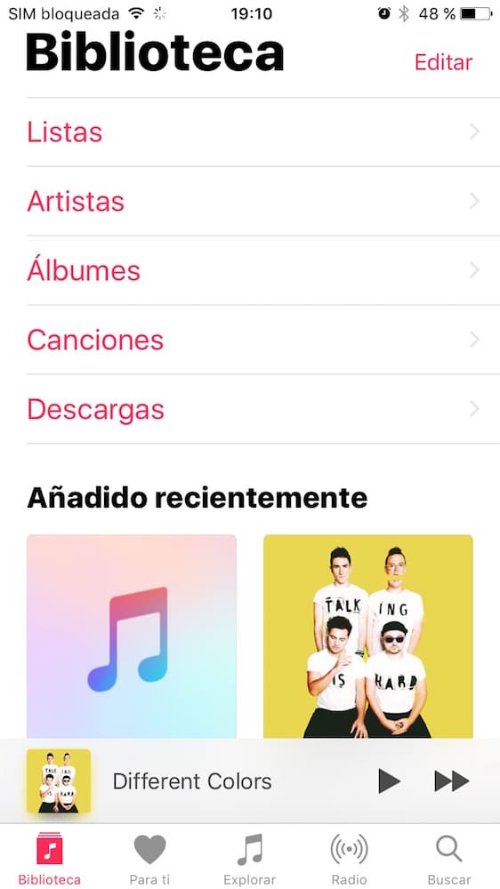iOS 10 Música Biblioteca