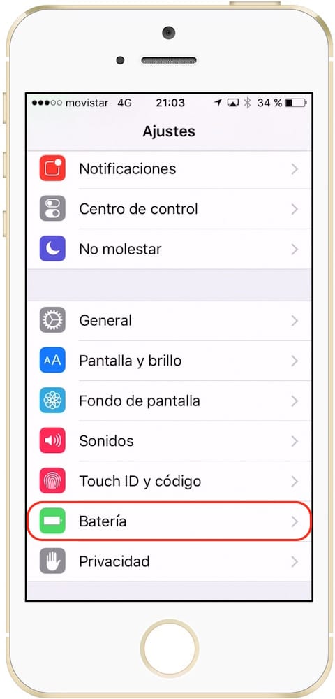 iOS Ajustes Batería-Howpple