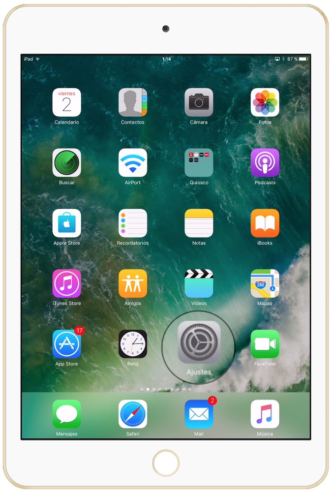 iPad Ajustes para configurar Apple Pay