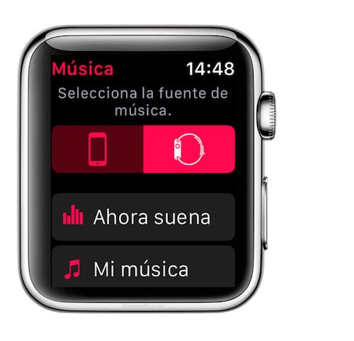 Seleccionar la fuente de música desde el Apple Watch