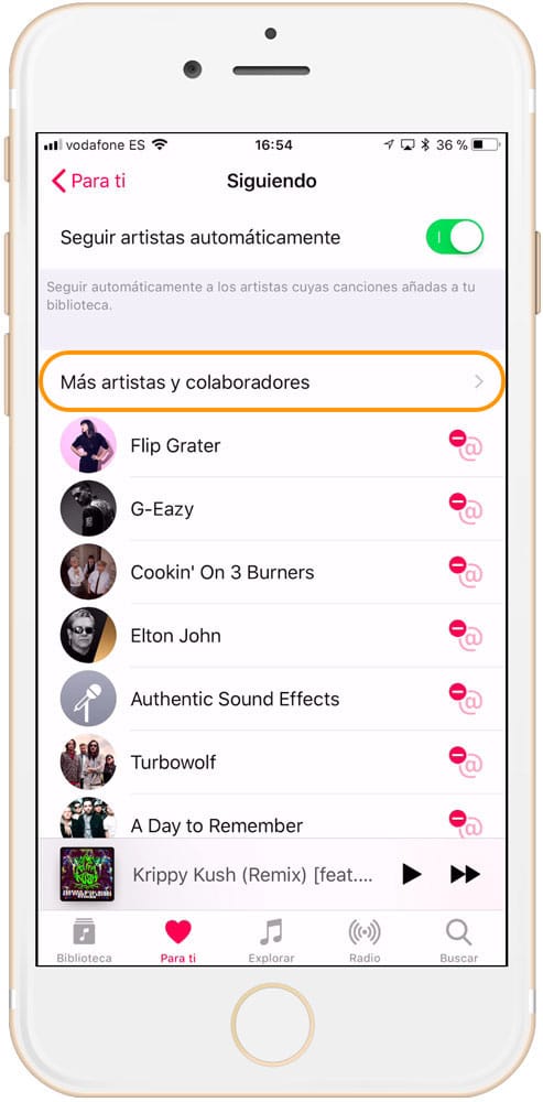 Aprende como seguir artistas en connect de Apple Music