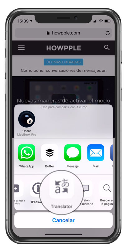 Aplicación para traducir en iPhone