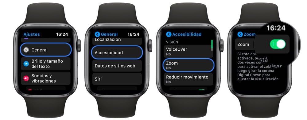 Pasos para aumentar el tamaño de los iconos en Apple Watch
