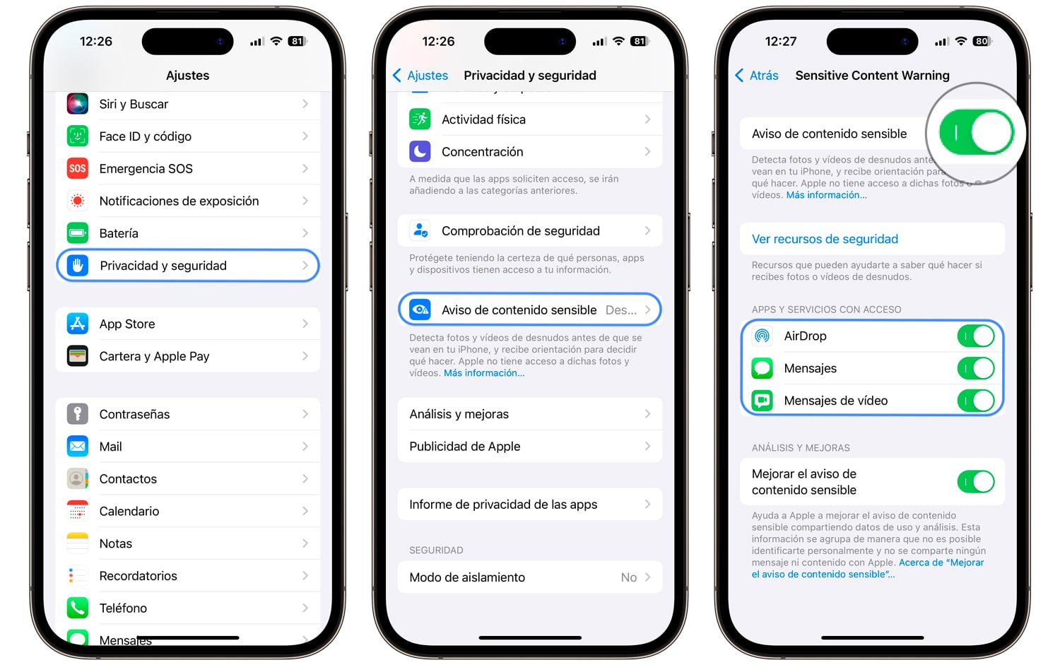 Cómo activar el aviso de contenido sensible en iOS 17