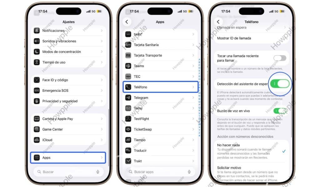 Configurar el asistente en espera en iPhone